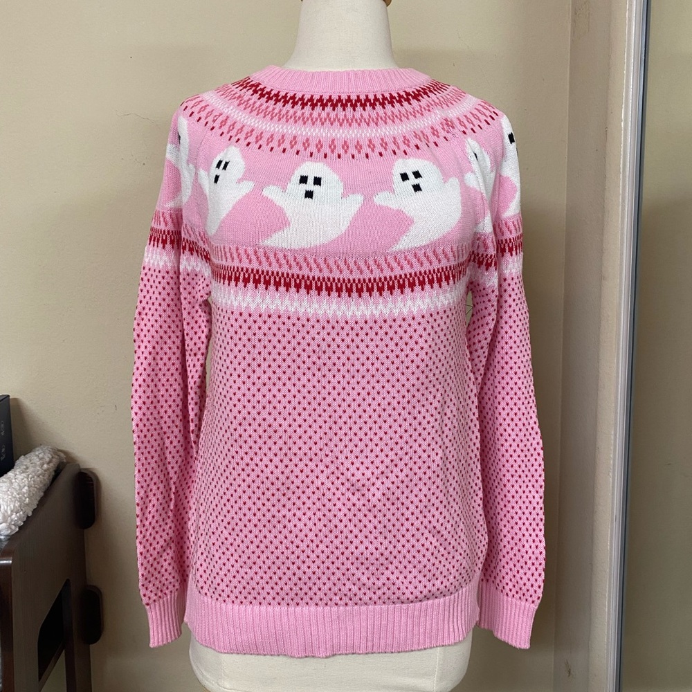 ModCloth Pink Ghost Halloween Sweater